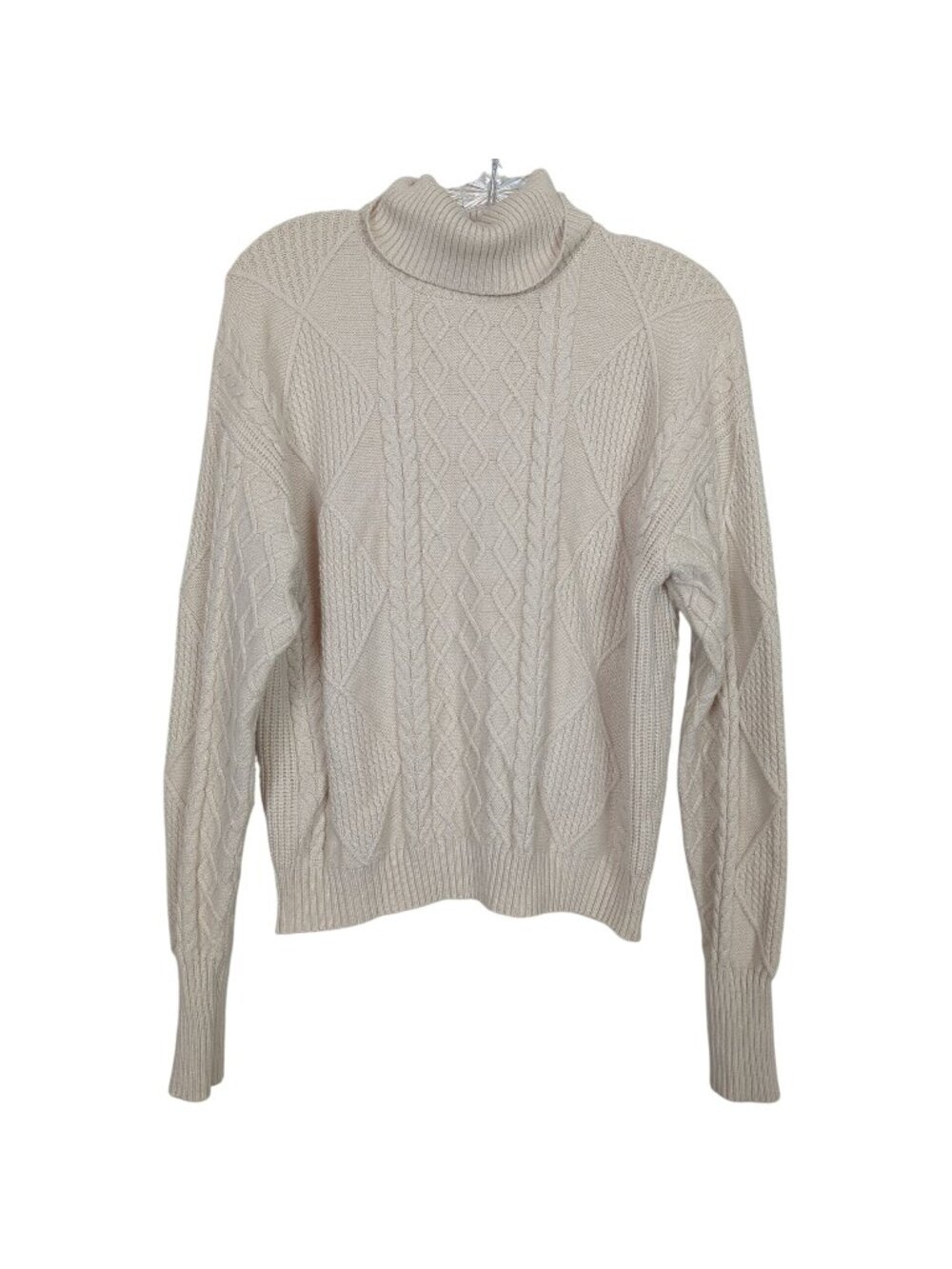 Shore Cozy Cream Turtleneck Cable Knit cream ivory Sweater size M